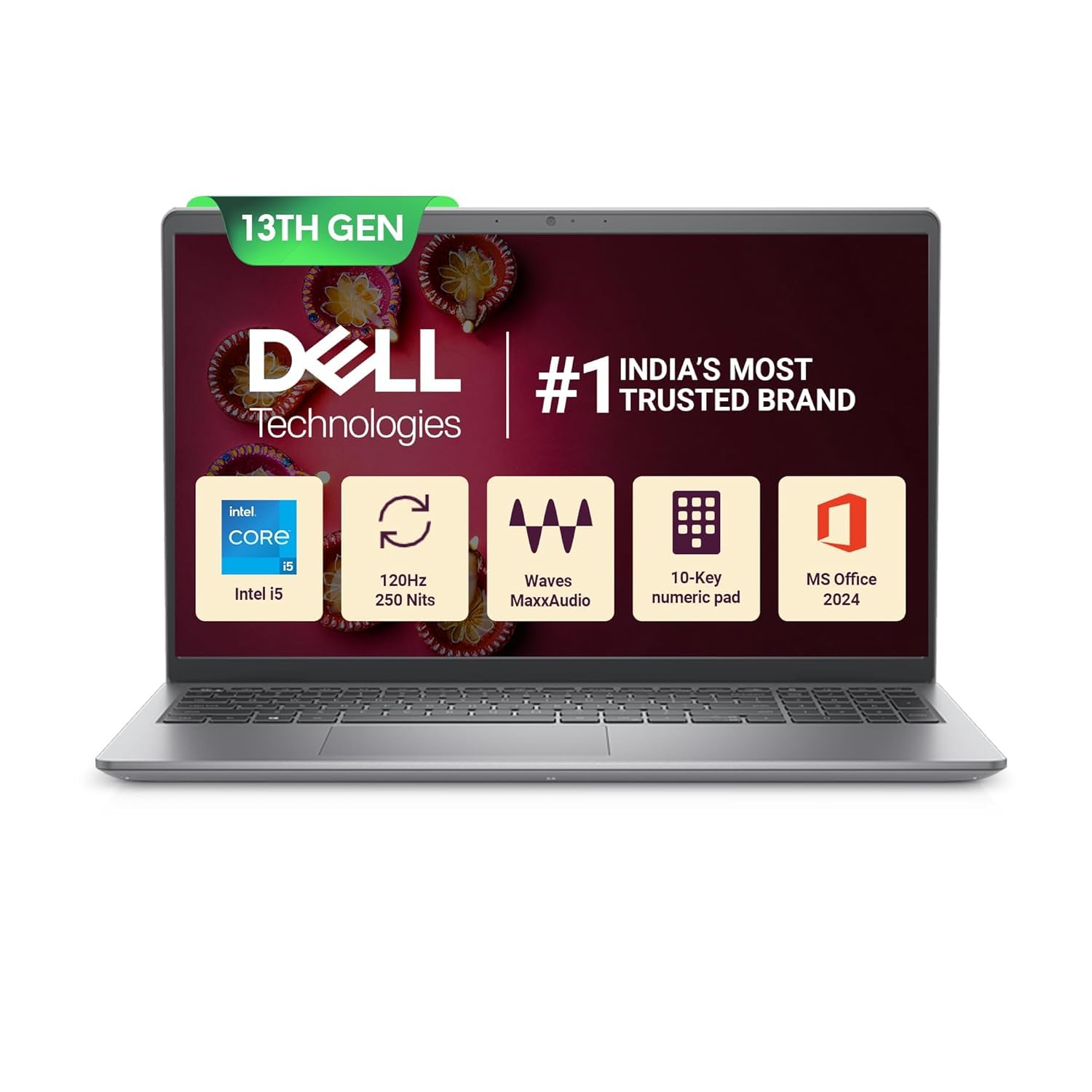 Dell 15, 13th Generation Intel Core i5-1334U Processor, 16GB RAM, 1TB SSD, FHD 15.6″/39.62 cm Display, Windows 11, MSO’24, Silver, 1.62kg, Backlit Keyboard, 15 Month McAfee, Thin & Light Laptop