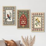 ArtX Paper Madhubani Paintings with Frame for Home Decor Wall Art, Wall Paintings for Living Room, Multicolor, Natural Wood Color Frames, 12.0x18.0 inch, Set of 3