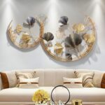 DSH CRAFTING YOUR CURIOSITY Dsh Metal Wall Decor Wall Art Sculpture Handcrafted Moon Cut Rings Flower Wall Art For Living Room (Size 45X24 Inch) (Multi)