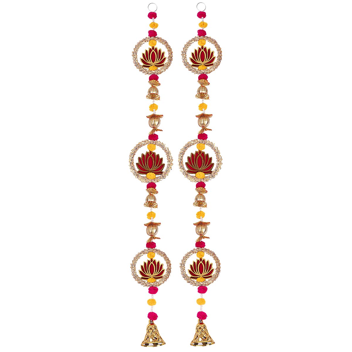 Prapti Handicrafts Handmade Traditional Lotus Wall and Door Hanging for Home Decor | Diwali Decor | Wedding and All Festival Decoration | Decorative Pooja Room (38 Inches Height - Pack of 2) (style 2)