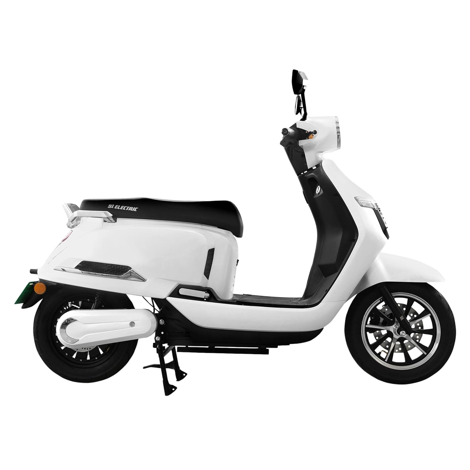 91Electric VX2 Low-Speed Electric Scooter with 60V 40Ah Lithium Ion Battery & Charger | Powerful BLDC Motor | 70-80km Range, LED Display & Tubeless Tires | Non RTO, No License, Remote Key | White