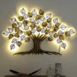 AB ART Rajasthani Ethnic Handcrafted Metal Decorative Tree Wall Art with LED Powder Coated for Home Office Living Room Decoration (Golden_Size (55x2x38 Inch))