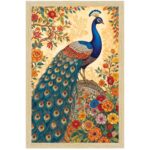 ArtX Paper Peacock Painting For Wall Vastu with Frame for Home Decoration, Madhubani Painting for Living Room, 12.0 X 18.0 inches, Set Of 1
