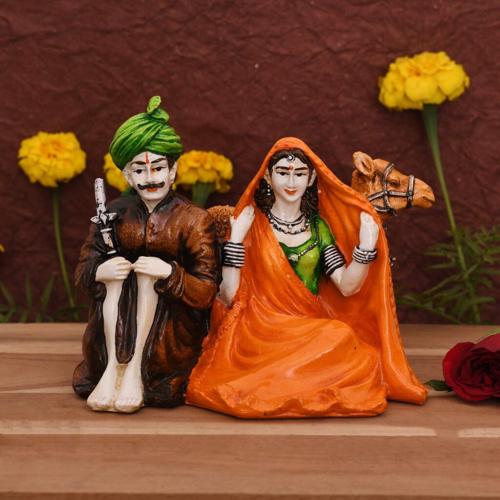Collectible India Rajasthani Handicrafts Couple Showpieces for Home Decor Living Room- Love Couple Statue Show Piece Idol for Wedding Anniversary/Birthday/Girlfriend Boyfriend Gifts