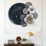 DeWoGift Metal Wall Decor – Floral Disc Wall Art Sculpture | Modern Hanging Decoration for Living Room, Bedroom, Dining Room & Office – 24 x 25 Inches