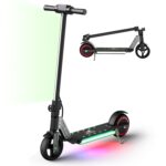 E1 PRO Mat Black Electric Scooter for Kids, 6.5" Kids Electric Scooter with Led Lights and Multicolor pad Lights; Foldable Kick Scooter for Kids with LED Display Mat Black