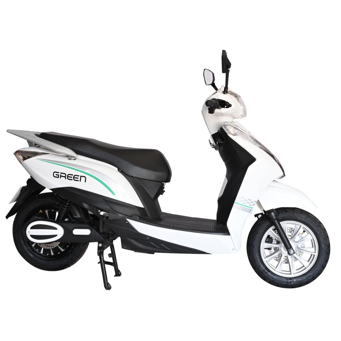 Green Elaan Low Speed Electric Scooter Non RTO 60KM Range with Portable Charger (White)