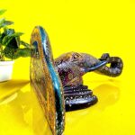 INDIA OF HANDICRAFTS - Home Decor Handcrafted Wall Dcor - Wooden Elephant Head Figurine Wall Table (Multicolor) Emboss Painting - (Jaipur) Rajasthan Handicrafts