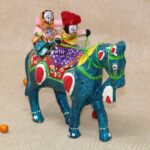 JH Gallery Handmade Recycled Material Figurines Rajasthani Doll Couple Rider Idol Showpiece, Multicolor (18 * 16 * 5cm) (Horse)