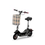 MIPPO® 2-Wheeler Electric Scooter with Seat and Basket - Adjustable Height Handlebar Mini Portable Foldable Electric Lever Bike Scooter with Basket for Kids and Adult