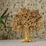 Pure Brass Kalpavriksha Tree Showpiece (9 inches, 1.25 Kg) Trees of Life - Home Decor - Gift for Good Luck Vastu and Fengshui - Best in Living Room Table Decoration with Antique Polish
