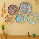 RITUALISTIC Madhubani Wall Plate for home decor | metal wall decor items for living room | diwali gifts for family & family | home decor and house warming gift items | wall art & showpiece| Set of 5