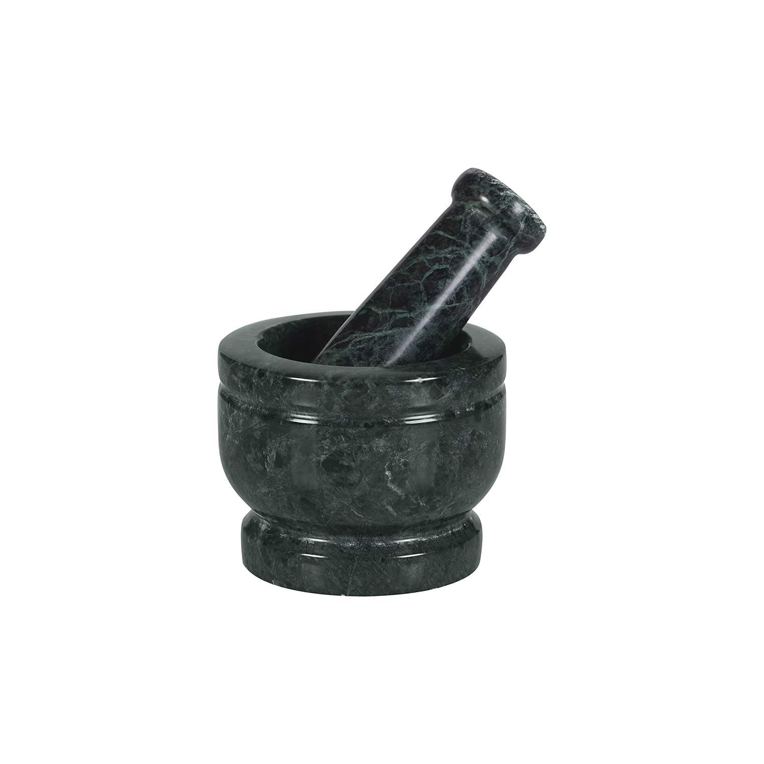 Rajasthan Art Green Mortar & Pestle Set Or Ohkli Musal Kharal Idi Kallu Khal Khalbatta Spice Grinder-Std-4 Inch - Marble