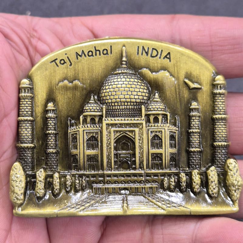 Regular Metal Fridge Magnet, Taj Mahal India 3D Metal Magnet for Fridge, Study Table, Office Desk, Premium Gift, Best Home Dcor Item for Travel Enthusiasts, Handmade Crafted Magnet-TM1
