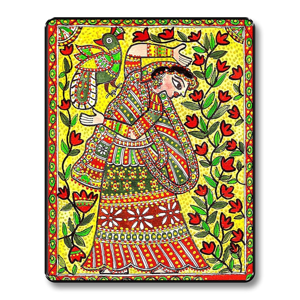 SAF Wood Paintings Madhubani Traditional Black Frame Painting For Wall Decoration,Home And Office Ol-Sanfk33251