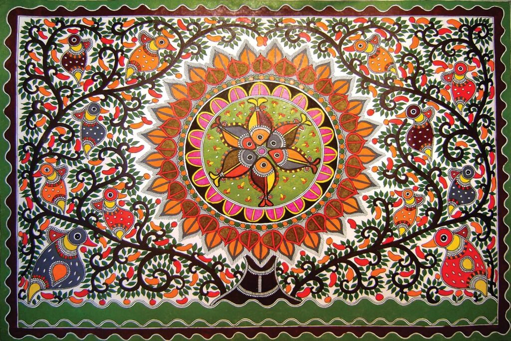 SCPmarts Madhubani Art Canvas Painting for Home Decoration Madhubani Painting for Living room | Madhubani Unframe Traditional Canvas Paintings | Size - 24 x 16 Inches.
