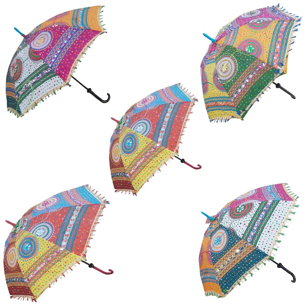 ea Sun Protection Rajasthani Umbrella Handicraft Walking Stick - 5 Pieces