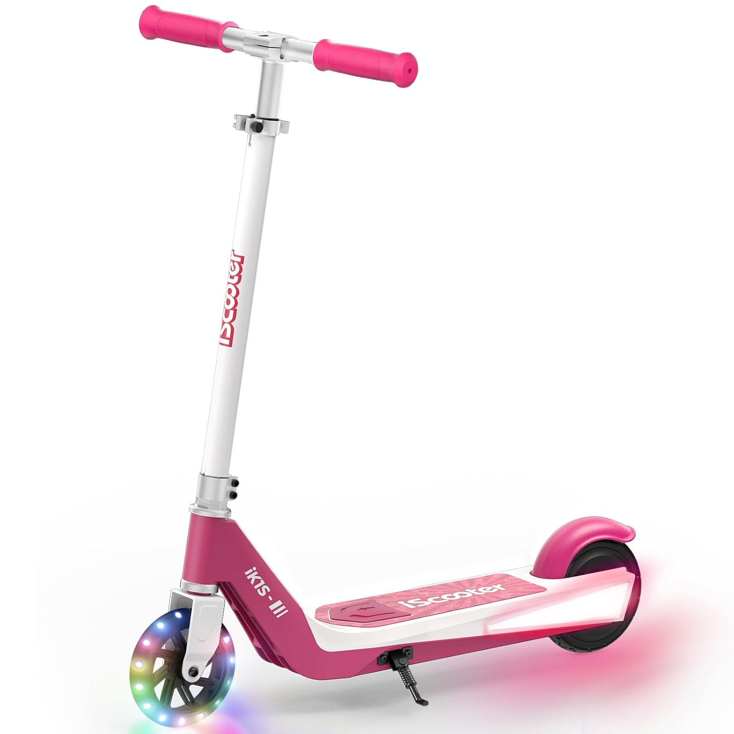 iScooter IK3/IK3Pro Electric Scooter for Kids Aged 6-12,10MPH Top Speed, 3 Heights (IK3Pro), Magnetic Charging,Colorful Lights,LED Display,150W (IK1S-3 Heights& 6/9MPH, Red)