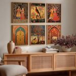 kotart Premium Digital Madhubani Paintings with Frame for Living Room Bedroom Office Room Decor - Pack of 6 (Art 1, 10x13 inch)