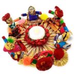 JH Gallery Handmade Recycled Material Rajasthani Dolls Puppet Tealight Candle Holder for Home Decor, Pooja Room Decor, Diwali Decoration, Multicolor (13 cm x 13 cm 6.5 cm) (Pack of 1)