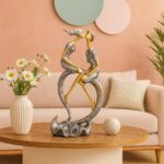 LIFEHAXTORE Resin Passionate Lover Kissing Couple Figurine Handicraft Resin | Beautiful Home Decor (Pack of 1,Silver and Gold)