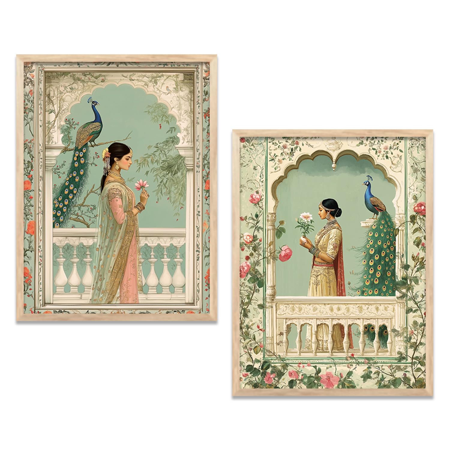 kotart - Wall Art Madhubani Paintings for Living Room Pichwai Art Painting for Wall Decoration Wall Poster With frames Wall Paintings For Home Decoration Indian Wall Art Home Decor Frames set of 2 (Art 2, 10x13 inch, Framed)