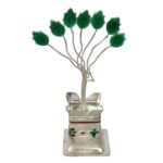 Sri Sisters German Silver Tulsi Plant for Pooja – Handcrafted Silver Plated Tulsi Tree for Worship, Vastu, Home Temple Decor, Car Dashboard & Wedding Return Gifts – 8x3cm (3x1 inch)