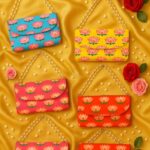 Assorted Bandhej Bandhani Patola Lotus Handbag Handicraft Handmade Ethnic Clutch Purse For Women With Pearl Handle Sling Bag For Return Gift