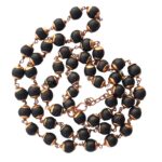 ADK Handicrafts Orignal Karungali Malai Copper Chain 8MM Ebony Wood Mala Copper Karungali Mala Necklace, Karungali Kattai Jaap japa mala for Meditation Chanting Pooja Wearing for Men & Women, 54 Beads
