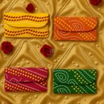 Assorted Bandhej Bandhani Patola Lotus Handbag Handicraft Handmade Ethnic Clutch Purse For Women With Pearl Handle Sling Bag For Return Gift