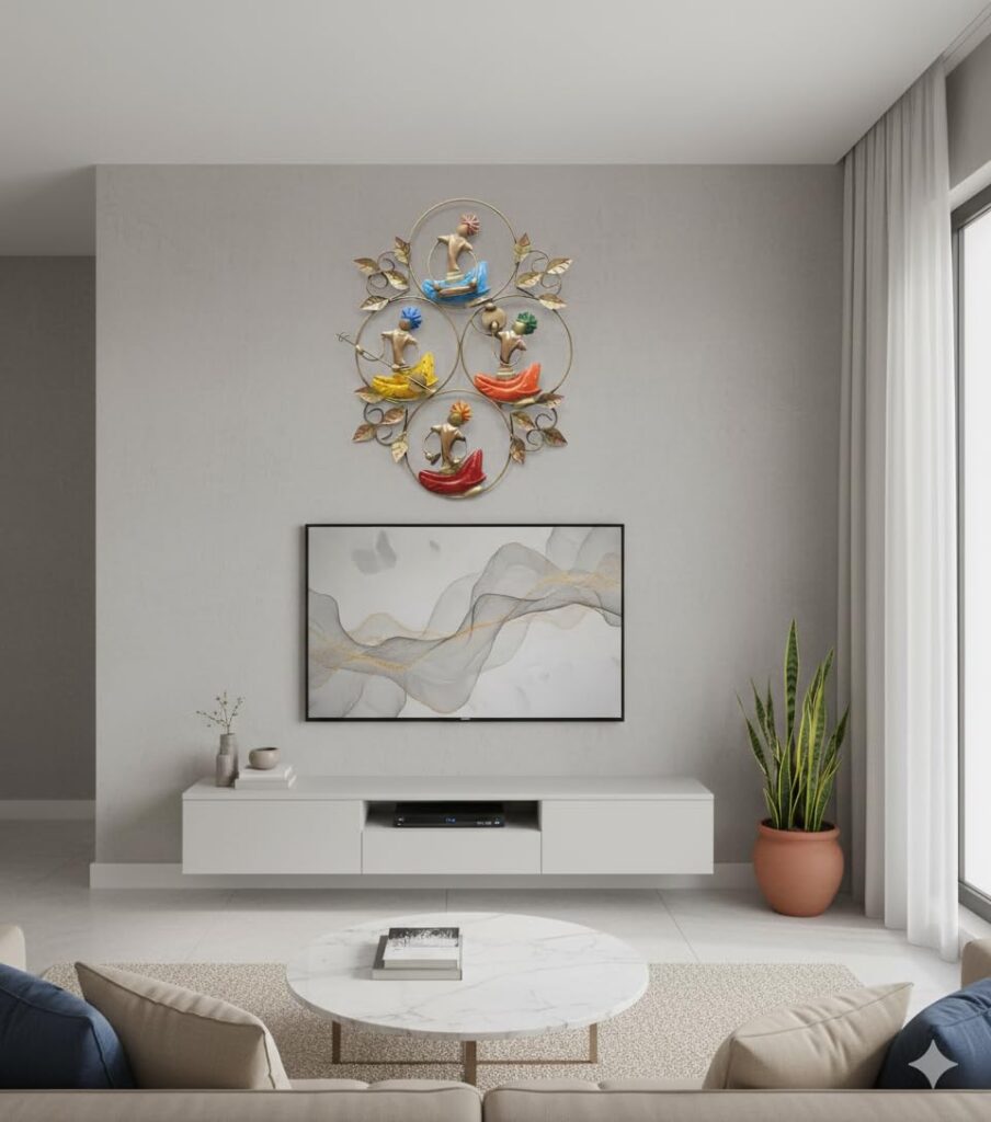 Bharat Art Metal Iron Handmade 4 Anti Musicians Figurine Wall Decor | Modern Wall Hanging Decorative Showpiece for Living Room, Bedroom, Hotel, Café & Office | Size: 24×1×20 Inch | Model: W181