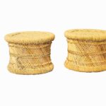 Cane Bamboo Stool/Muddha for Outdoor/Indoor/Furnishing/Color: Multicolor (Pack of 2)