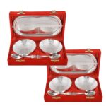 German Silver Bowl, Spoon and Tray Set (Silver, 300ml)