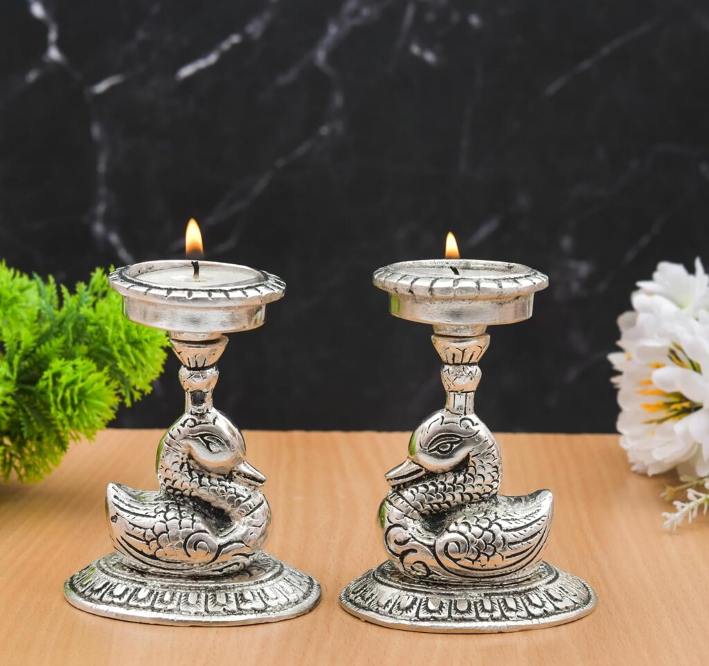 Handicraft Duck Pair T Light Holder Set of 2, Candle T Light Holder