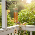 HindCraft Hanging Wind Chimes for Balcony – 30-Inch Japanese-Inspired Wooden Wind Chime with Golden Bells for Peaceful Home Decor(Pack of 1)