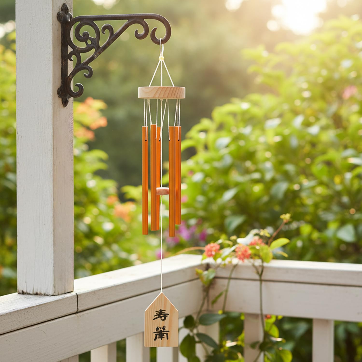 HindCraft Hanging Wind Chimes for Balcony – 30-Inch Japanese-Inspired Wooden Wind Chime with Golden Bells for Peaceful Home Decor(Pack of 1)