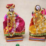 JH Gallery Handmade Recycled Rajasthani Dulha Dulhan Figurines for Home Decoration, Gifting Idol, Home Furnishing, Decorative Items for Living Room - Multicolour 11 x 11 cm (Doll Dulha Dulhan)