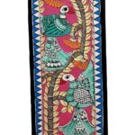 MINI ART MITHILA PAINTING/MADHUBANI PAINTING OF PEACOCK- FULLY HANDMADE (15.8 X 6 INCH)-UNFRAMED