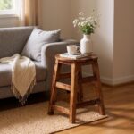 NSH Handcrafted Solid Sheesham Wood Round Top Liva Multipurpose Stool | Pre-Assembled, Ideal Stool for Home, Kitchen, Living Room, Bars and Any Outdoor & Indoor Use | Honey Finish, 1 Wooden Stool