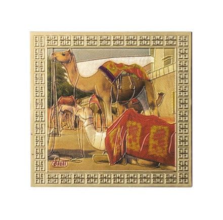 Oyeboy Artifacts Rajasthan Camel Fridge Magnet/Multipurpose Magnet (Gold Finish) (Pack of 2) (Size 6x6cm)