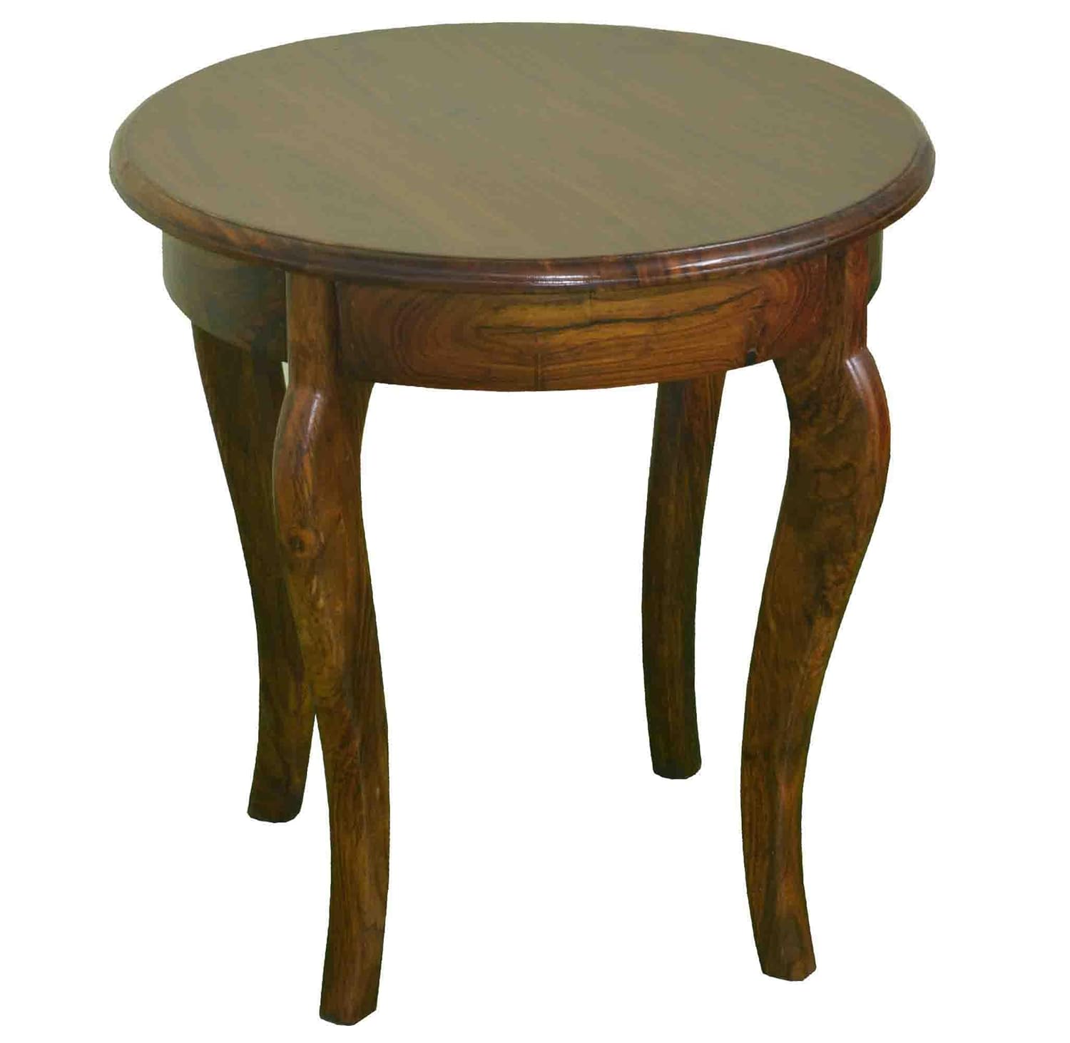 RAJ HANDICRAFT Solid Wood Round Shape Side Table for Living Room | Sofa Side Table | Colour (Walnut)