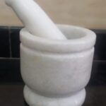 Rajasthan Art Large Marble Mortar And Pestle Set Stone Grinder/Khara/Khalbatta/Imam Dasta/Ohkli Musal/Okhli Masher For Kitchen Or Home (5X5 Inch, White)