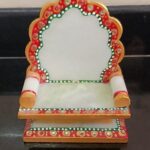 Rajasthan Art Marble Temple for Home, Singhasan for God, Om Print God Stand for Pooja Room & Home Decor (6.0 x 5.0 x 3.0 inch, Multicolor)