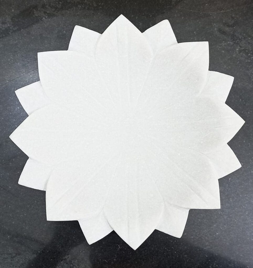 Rajasthan Art Marble urli | Hand Carved Household Multi- Utility Flower Shape Bowl | haldi Mehndi Decoration | Fruit Bowl | Haldi Pithi Ceremony - 6 inch