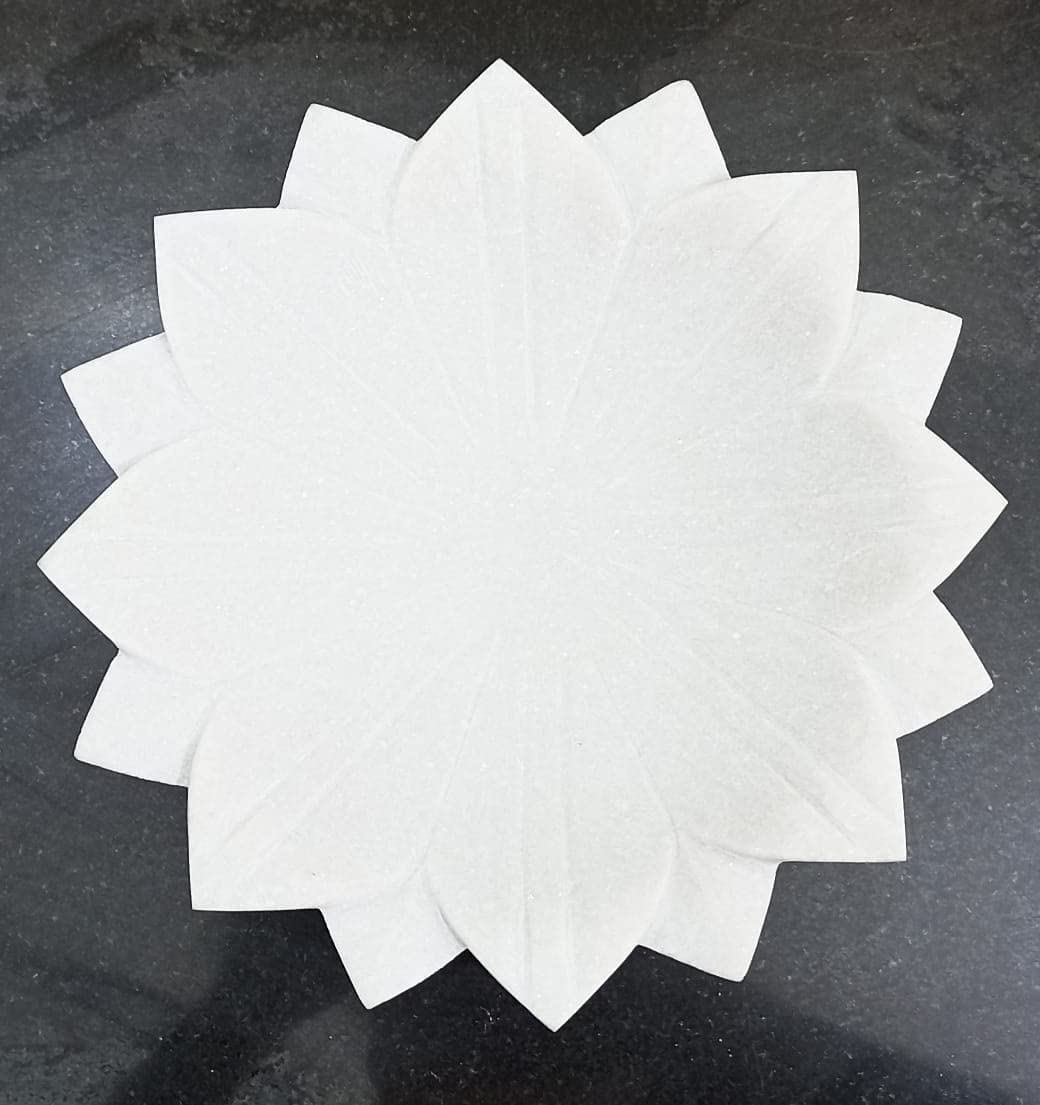 Rajasthan Art Marble urli | Hand Carved Household Multi- Utility Flower Shape Bowl | haldi Mehndi Decoration | Fruit Bowl | Haldi Pithi Ceremony - 6 inch