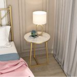 Round Marble Side Modern Home Decor Coffee Tea End for Living Room Bedroom and Balcony, 2 Sizes (Color : White, Size : 40x55M)