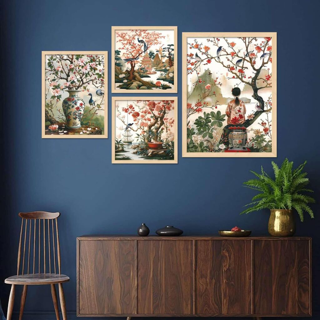 Shreeji Traders0121 Madhubani Set of Four Framed Painting for Wall Painting Decoration, Painitngs for home Decorations, Scenery for Living Room Decor (36X24 Inches) k32