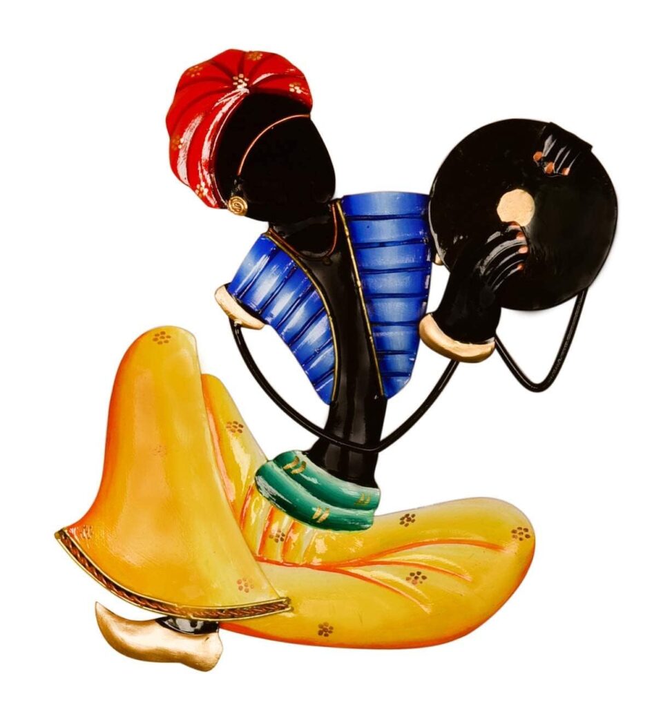 UNKAR EXPORTS INDIA | Rajasthani Musicians | Dafali Man Playing | Handmand Wall Decor | Metal Art | Metal Sculpture| House Warmimg Gift| Indian Handicrafts| Metalwork |