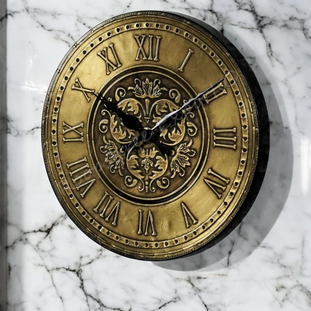 Vintage Clock Brass Handcrafted Wooden Wall Clock/One Year Warranty / 8010-12, Analog, 12 Centimeters