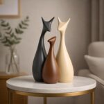Xtore® Home Decor Lucky Deer Family Matte Finish Ceramic Figures - (Set of 3, Matte Brown)